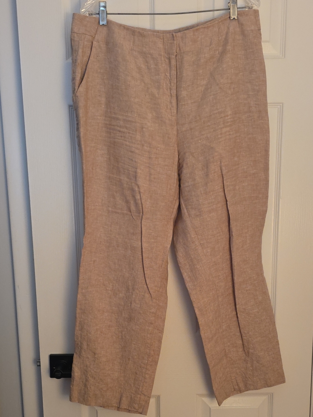 Talbots Linen-Look Straight Leg Trousers Brown